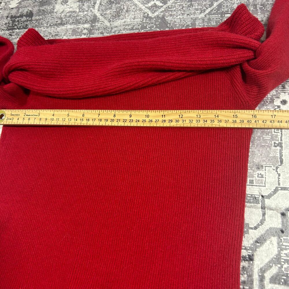 Leith Red Off Shoulder Foldover Rib Knit Sweater Top Women’s Size S - Picture 6 of 7